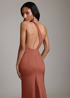 Azazie Voni Abiti da Damigella Abito Sirena in Raso Elasticizzato Monospalla Auburn image4