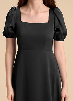 Azazie Briar Junior Black A-Line Bow Stretch Satin Dress image8
