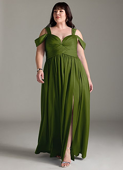 Azazie Lianne Bridesmaid Dresses Juniper A-Line Off the Shoulder Stretch Satin Dress image11
