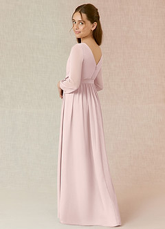 Azazie Angelica Junior Blushing Pink A-Line Pleated Chiffon Dress image2