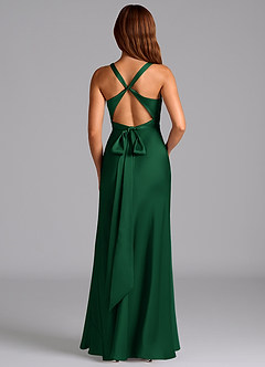 Azazie Hati Bridesmaid Dresses Dark Green Mermaid Stretch Satin Dress image7