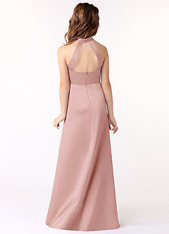 Azazie Laurel Junior Robe Trapèze en Mat Satiné Or Rose image3