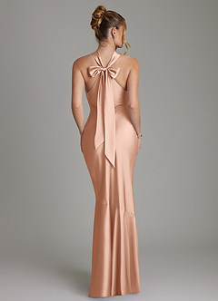 Azazie Reign Bridesmaid Dresses Rose Gold Mermaid Pleated Stretch Satin Dress image2