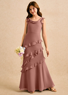 Azazie Aria Girls Formal Flower Girl Dresses Cedar Rose Mermaid Ruched Chiffon Dress image3