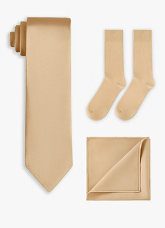 front Matching Stretch Satin Wide Tie & Pocket Square & Socks Set