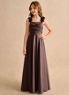 Azazie Rosita Girls Formal Flower Girl Klänningar Klänning A-Line i Stretch Satin Plisserad image4