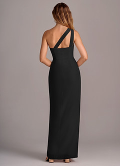 Azazie Tatianna Jurken voor bruidsmeisjes Jurk van Chiffon met Kolom One-Shoulder Zwart image2