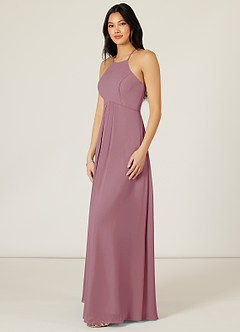 Azazie Sarah Bridesmaid Dresses Vintage Mauve Empire Pleated Chiffon Dress image4