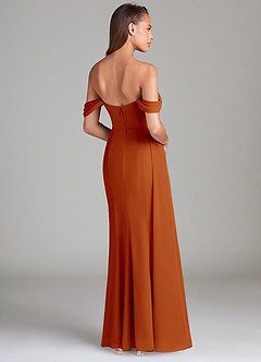 Azazie Amyra Bridesmaid Dresses Paprika Sheath Off the Shoulder Chiffon Convertible Dress image5