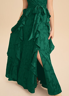 Azazie Peyton Junior A-Linie Plissee Blumen-Burnout Kleid Smaragd image8