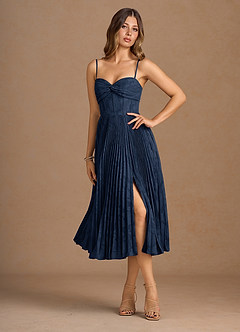 Annie Navy Pleated Midi Dress image5