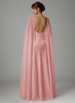Azazie Stefania Jurken voor bruidsmeisjes Jurk van Stretch Satijn met A-Lijn Poederroze image4