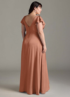 Azazie Omari Vestidos de damas de honor Vestido de Bronceador de Satén Elástico de Corte en A image9