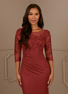 Azazie Fatemah Mother of the Bride Dresses Rust Mermaid Scoop Lace Lace Dress image5