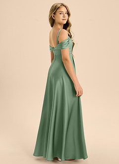 Azazie Rowena Junior Robe Trapèze en Satin extensible Arc Matcha image2