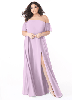 Azazie Sue Bridesmaid Dresses Frosted Lilac A-Line Off the Shoulder Chiffon Convertible Dress image11