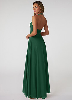 Azazie Tessie Bridesmaid Dresses Dark Green A-Line V-Neck Pleated Chiffon Dress image2
