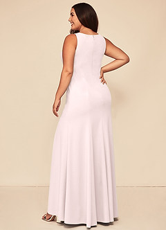 Azazie Rogue Bridesmaid Dresses Blushing Pink Mermaid Scoop Side Slit Stretch Crepe Dress image8