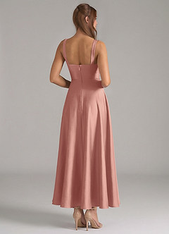 Azazie Shaude Bridesmaid Dresses Rosette A-Line Pleated Stretch Satin Dress image6