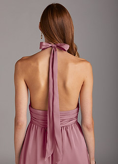 Azazie Oli Robes de demoiselle d'honneur Combinaison en Satin extensible Plissée Mauve Vintage image5