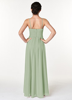 Azazie Catalina Junior A-Line Ruched Chiffon Asymmetrisk Junior brudepige Kjole image2