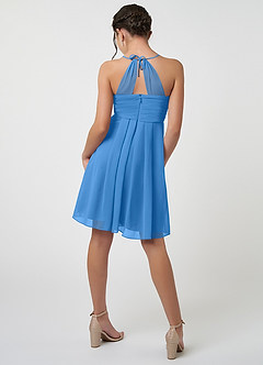 Azazie Ginny Junior Blue Jay A-Line Pleated Chiffon Dress image2