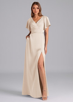 Azazie Ambrosia Brautjungfernkleider A-Linie Plissee Stretch-Satin Kleid Alabaster Weiß image6