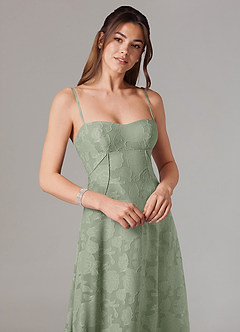 Azazie Valentine Bridesmaid Dresses Agave A-Line Sweetheart Neckline Floral Burnout Dress image2