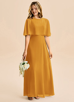 Azazie Maris Junior Abito A-Line in Chiffon Caramello image6