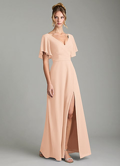 Azazie Ambrosia Robes de demoiselle d'honneur Robe Trapèze en Mousseline de soie Plissé Rose Anglais image1