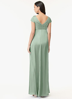 Azazie Allessia Maternity Bridesmaid Dresses A-Line Pleated Stretch Satin Floor-Length Dress image2