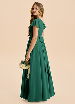 Azazie Cady Junior A-Linie Plissee Chiffon Kleid Smaragd image6