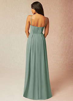 Azazie Kyedae Brautjungfernkleider A-Linie V-Hals Gefaltet Chiffon Kleid Silberner Salbei image2