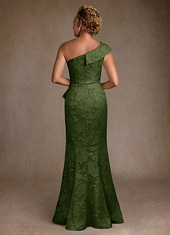 Azazie Hampton Kleider für die Brautmutter Meerjungfrau-Linie One-Shoulder Blumen-Burnout Kleid Olivgrün image3