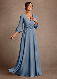 Azazie Yorba Kleider für die Brautmutter A-Linie Spitze Chiffon Kleid Zwielichtviolett image2