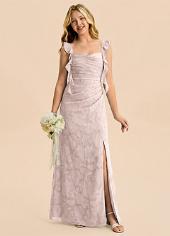 Azazie Jessamine Junior Blushing Pink Mermaid Sweetheart Neckline Floral Burnout Dress image1