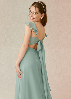Azazie Everett Junior Agave A-Line Chiffon Dress image7