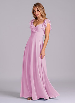 Azazie Leilani Bridesmaid Dresses Candy Pink A-Line Pleated Chiffon Dress image5