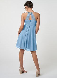 Azazie Ginny Junior Abito A-Line in Chiffon Plissettato Azzurro Polvere image2