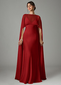 Azazie Stefania Robes de demoiselle d'honneur Robe Trapèze en Satin extensible Grenade image1