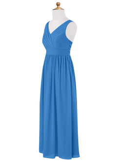 Azazie Kora Junior Blue Jay A-Line Pleated Chiffon Dress image7