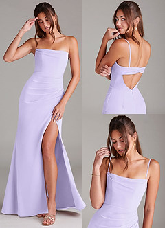 Azazie Leonis Bridesmaid Dresses Lilac Sheath Strapless Chiffon Convertible Dress image9