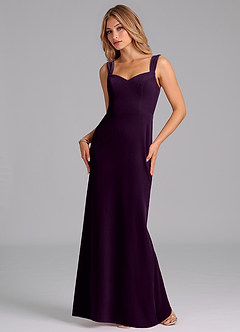 Azazie Denice Bridesmaid Dresses Grape Sheath Pleated Velvet Dress image3