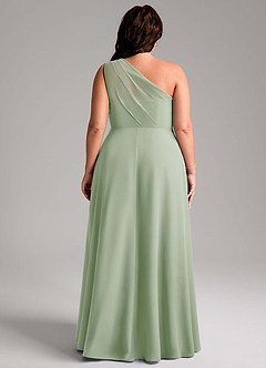 Azazie Phaedra Bridesmaid Dresses Dusty Sage A-Line One Shoulder Chiffon Dress image8