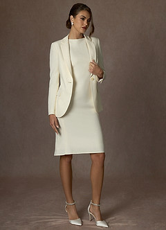 front Charlotte Ivory Refined Weave Dress