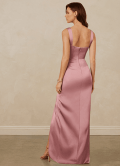 Christian Siriano Bridal for Azazie 1017 Robes de demoiselle d'honneur Robe Fourreau en Satin extensible Encolure en Forme de Cœur Rose Poussiéreuse image5