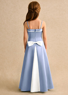 Azazie Izel Girls Formal Flower Girl Dresses Ivory Ice A-Line Pleated Matte Satin Dress image4