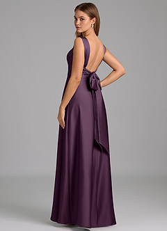 Azazie Beatrice Bridesmaid Dresses Plum A-Line Sweetheart Neckline Stretch Satin Dress image2