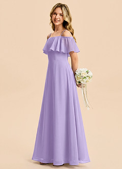 Azazie Maggie Junior Lilac A-Line Off the Shoulder Chiffon Dress image3