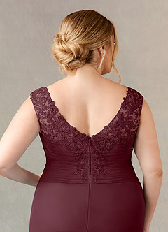 Azazie Edelin Mother of the Bride Dresses Cabernet A-Line Sweetheart Neckline Pleated Mesh Dress image13